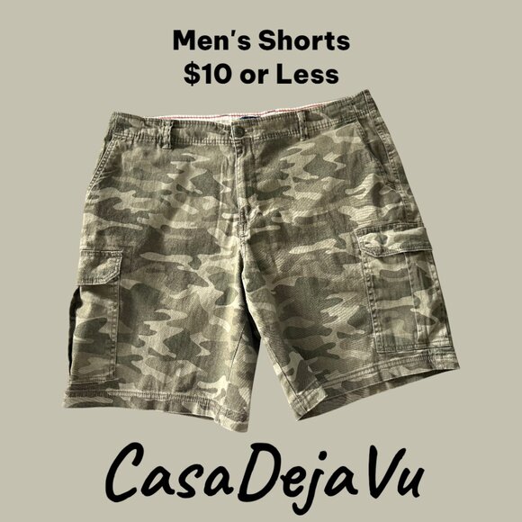 Soft Cotton Mens Relaxed Fit Camo Multi Pocket Cargo Shorts Size 38/10 - Picture 1 of 11